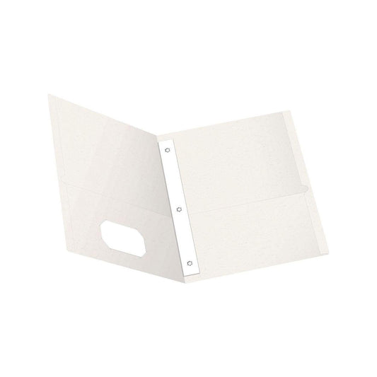 TWIN POCKET FOLDER W/TANG FAST. WHITE BOX/25