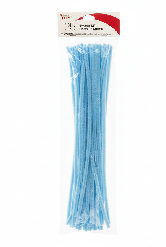 Cousin DIY Chenille Stems | 6mm x12" | 25pcs | Light Blue