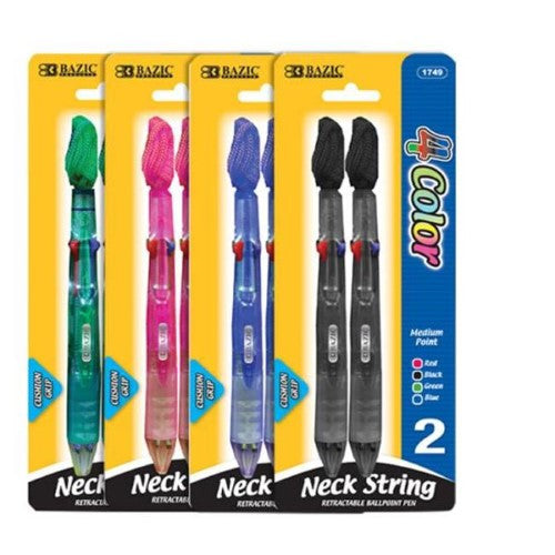 NECK STRING 4 COLORS BALLPOINT RETRACTABLE PQ.2