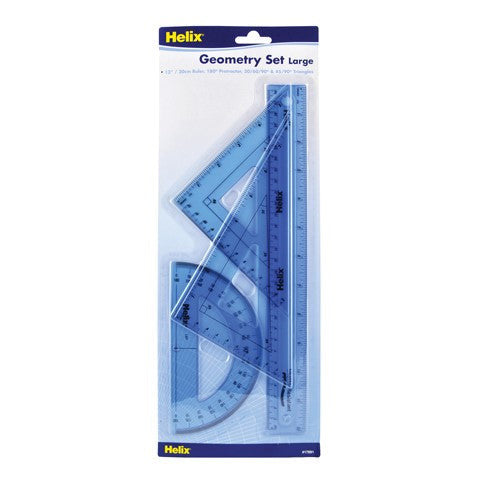 GEOMETRY SET REGLA 12" TRIANGULOS-PROTRACTOR 4"
