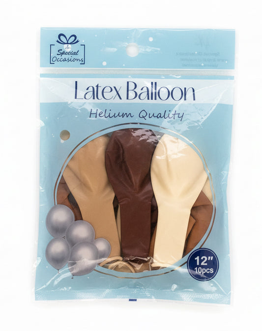 ASSORTMENT NUDE COLORS LATEX BALLOON 12IN 10PK