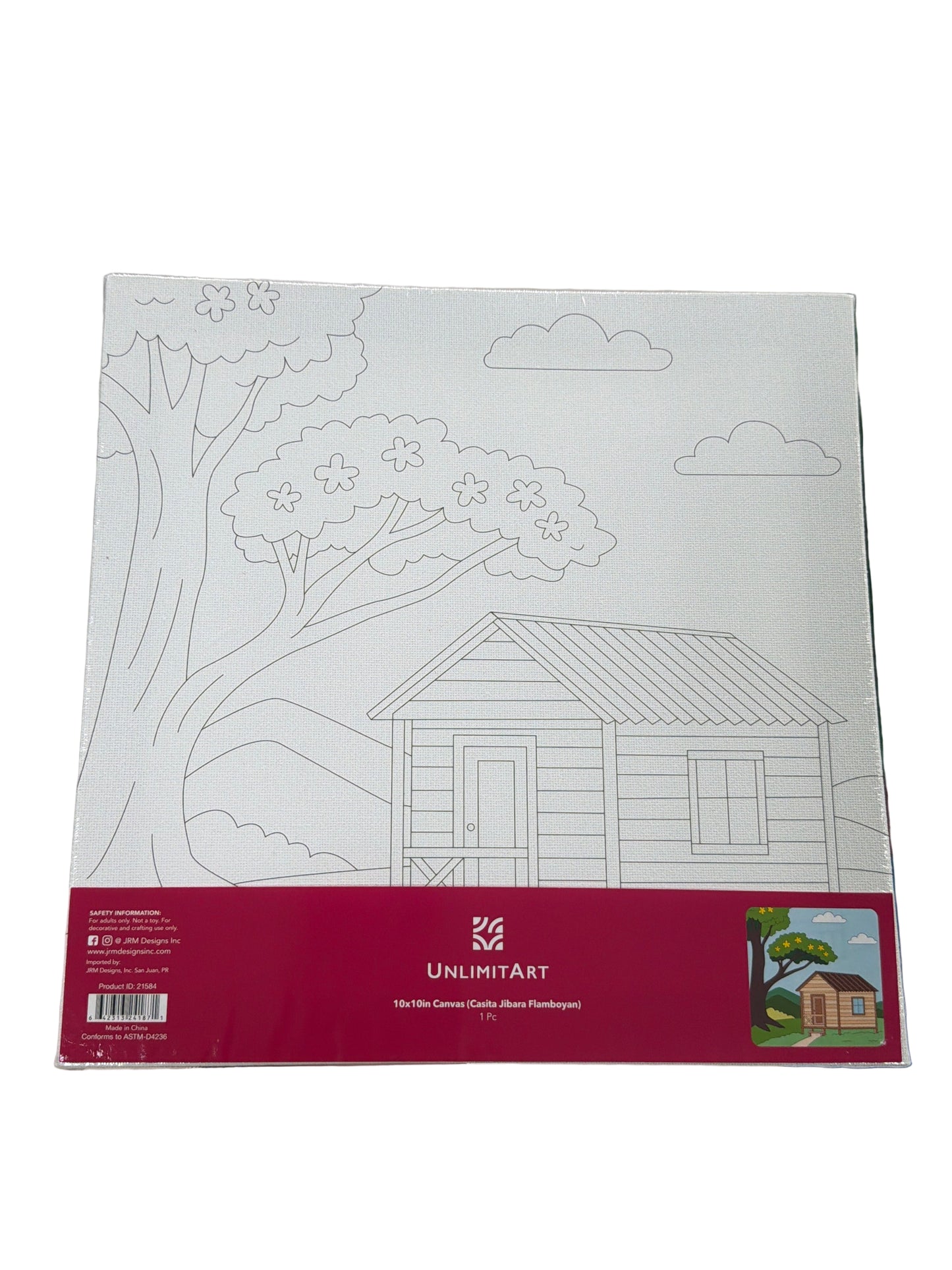 10x10in Canvas (Casita Jibara Flamboyan)
