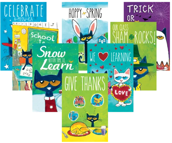 Pete the Cat Holiday and Seasonal Posters 8 PCS