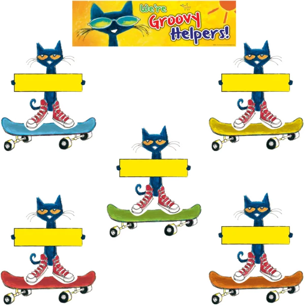 PETE THE CAT GROOVY CLASSROOM JOBS MINI BULLETIN BOARD SET 47 PCS