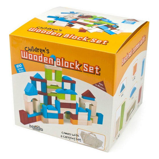 Wooden Block Set with Carrying Bag 100PCS
