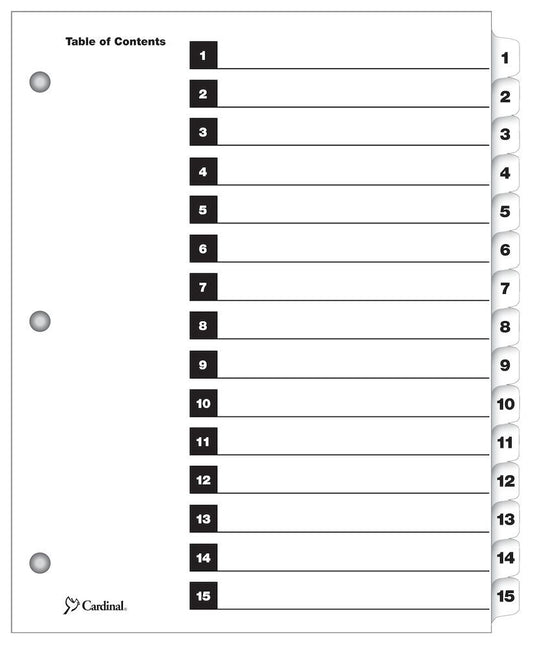 Printable Index Divider 15 Tab White Letter