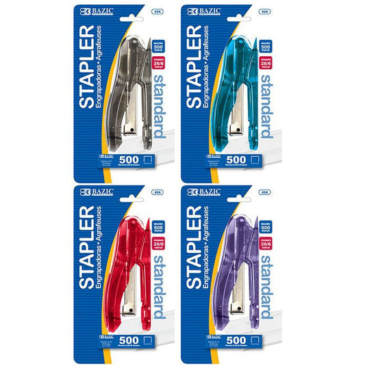 STANDARD STAPLER TRANSPARENT 26/6 STAPLES