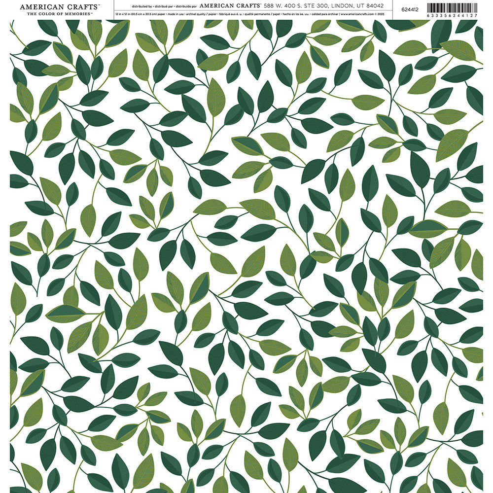 LEAVES PATTERNED PAPER SINGLE 12X12