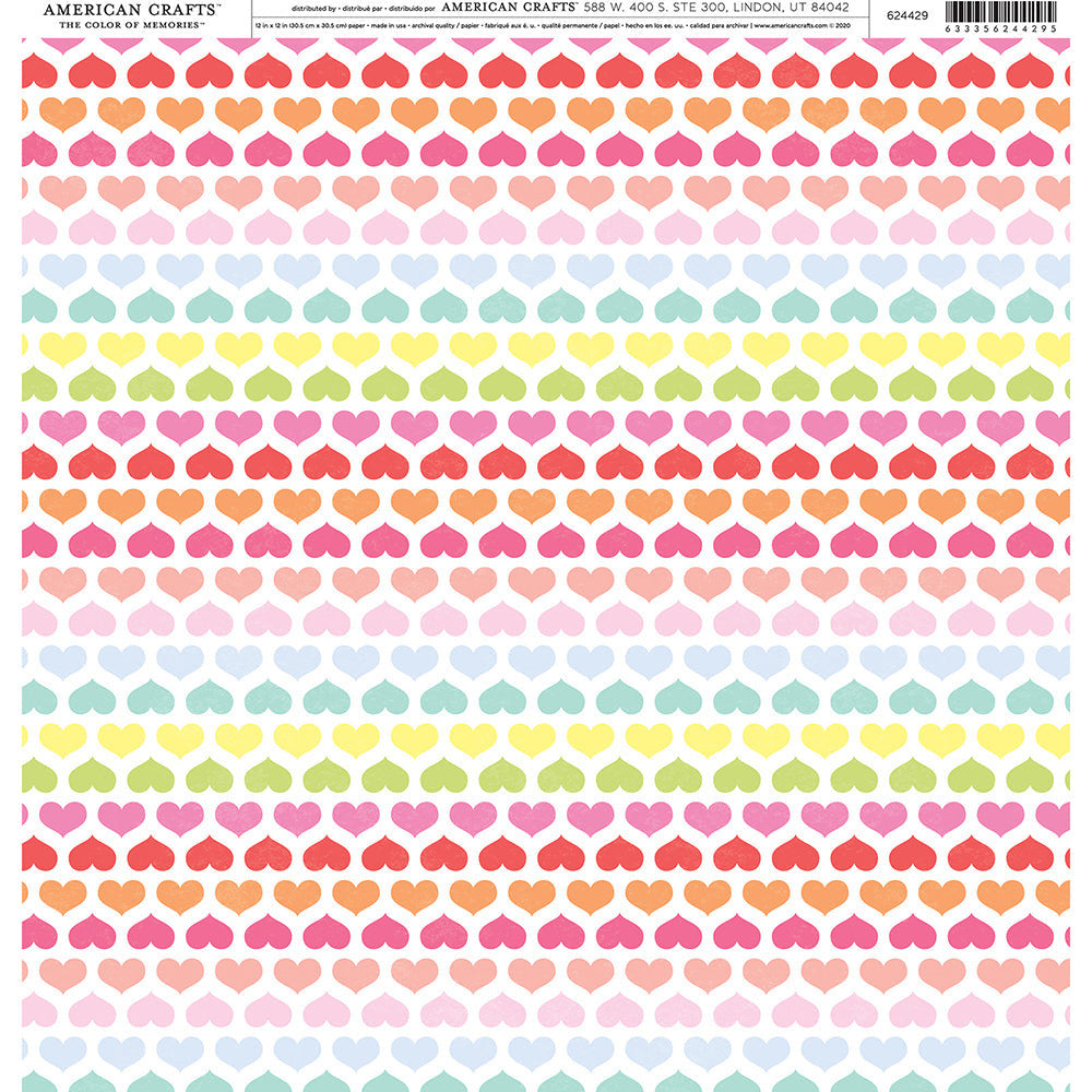RAINBOW HEART LINES PATTERNED PAPER SINGLE SIDED 1
