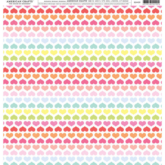 RAINBOW HEART LINES PATTERNED PAPER SINGLE SIDED 1