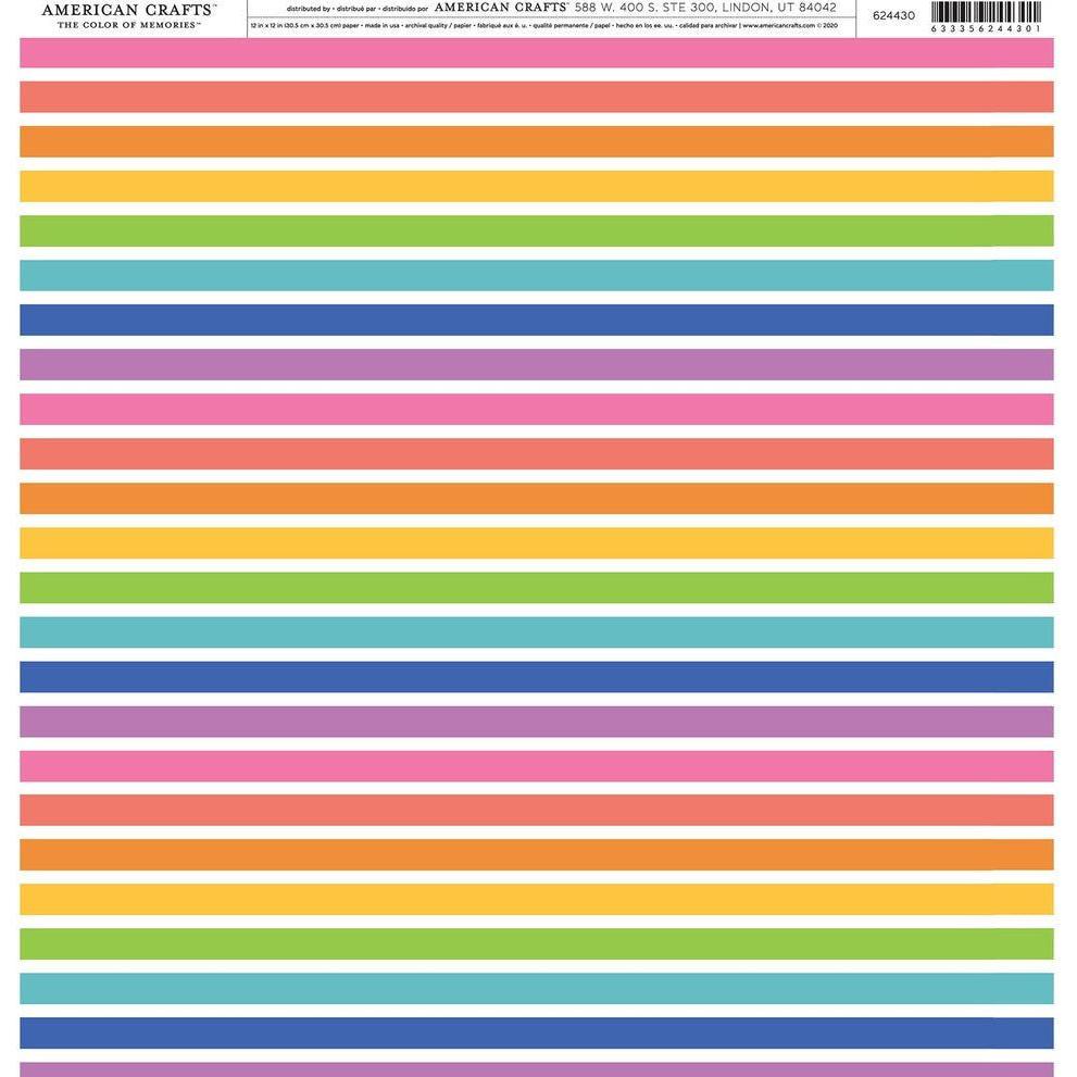 RAINBOW VERTICAL STRIPES PATTERNED PAPER SINGLE 12