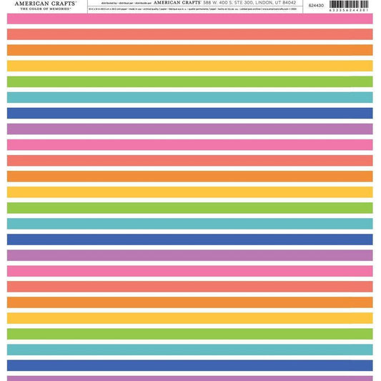 RAINBOW VERTICAL STRIPES PATTERNED PAPER SINGLE 12