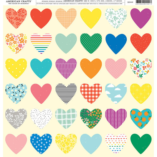HEART PATTERNS PATTERNED PAPER SINGLE PAPER 12X12