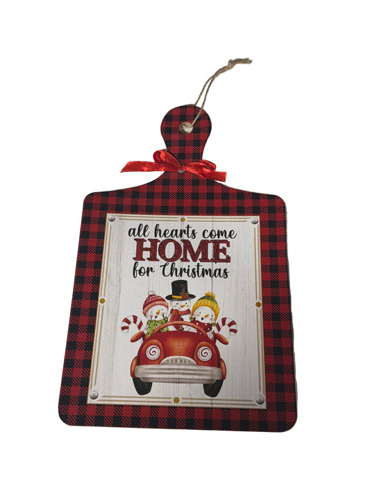 WOOD PLAQUE PLAID BOARD 13x8IN 2AST