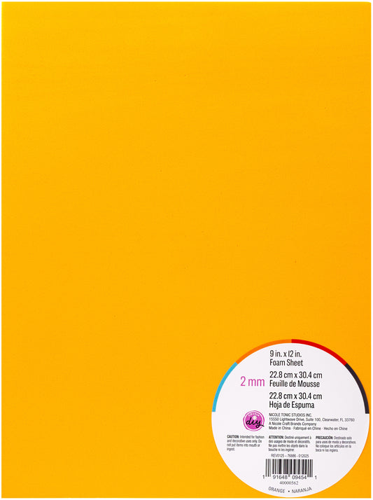 CousinDIY Foam Sheet | Orange | 9"X12"