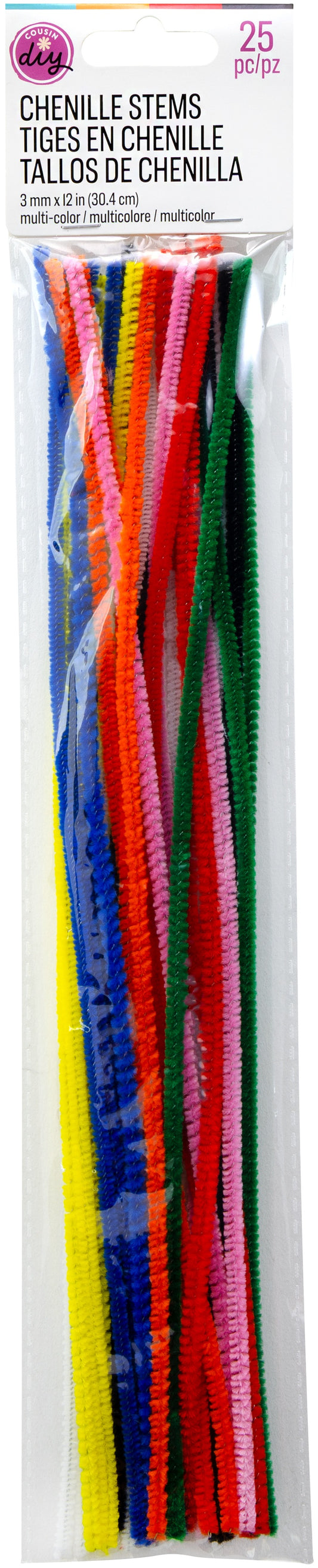 CousinDIY Chenille Stems | Multi | 3mmx12" | 25Pk