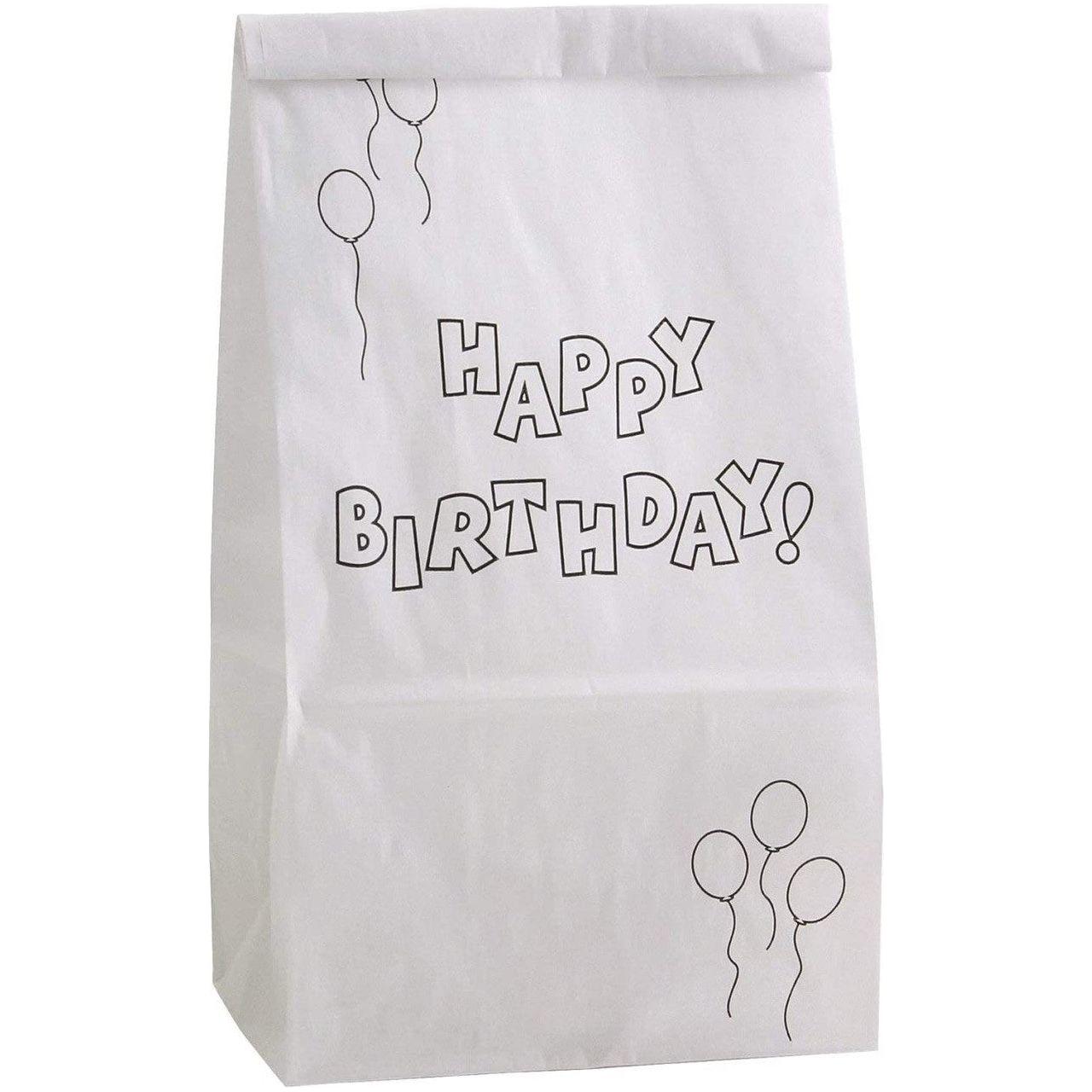 PAPER BAG BIRTHDAY WHITE 5" X 3" X 9.75"