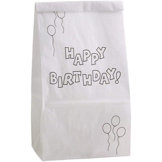PAPER BAG BIRTHDAY WHITE 5" X 3" X 9.75"