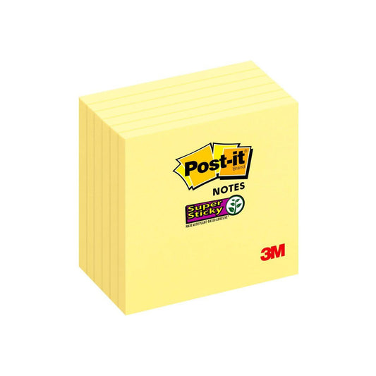 POST IT NOTES SUPER STICKY YELLOW 3" X 3" PQ.6