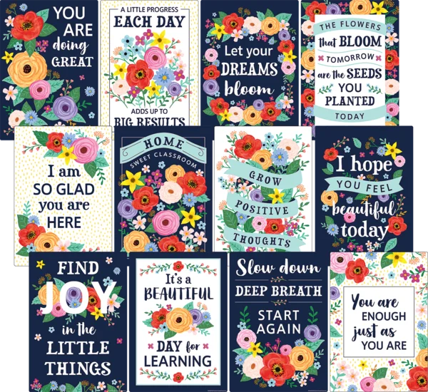 WILDFLOWERS POSITIVE SAYINGS SMALL POSTER PACK