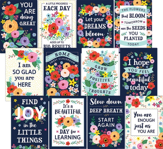 WILDFLOWERS POSITIVE SAYINGS SMALL POSTER PACK
