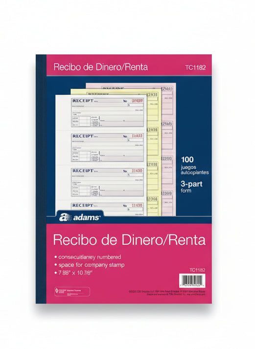 Money /Rent Receipt Book | NCR | 3pt | 7"x11"