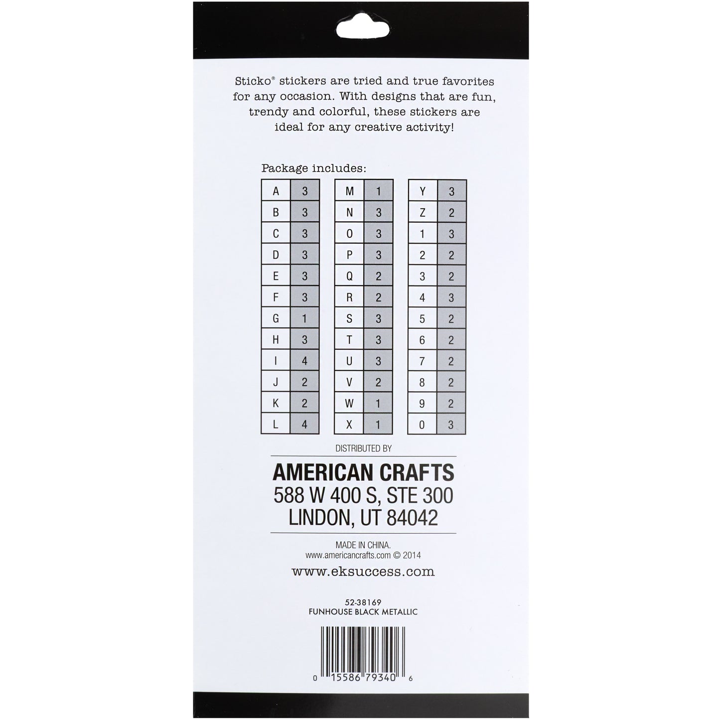 Sticko Alphabet Stickers | Funhouse Black Metallic | 89 pieces