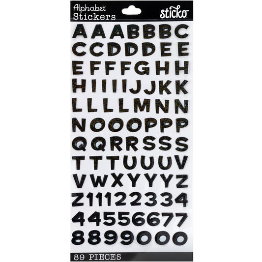 Sticko Alphabet Stickers | Funhouse Black Metallic | 89 pieces