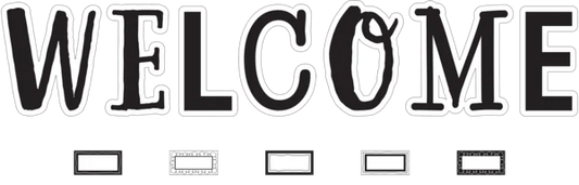 BLACK AND WHITE WELCOME BULLETIN BOARD 49PCS
