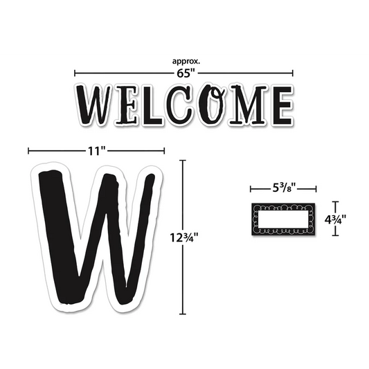 BLACK AND WHITE WELCOME BULLETIN BOARD 49PCS