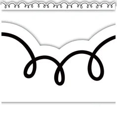 WHITE WITH BLACK SQUIGGLES DIE-CUT BORDER TRIM
