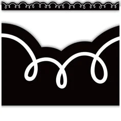 BLACK WITH WHITE SQUIGGLES DIE-CUT BORDER TRIM