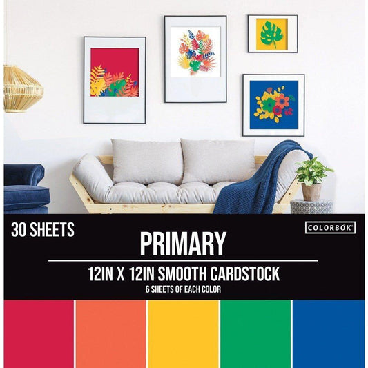 PAPER SMOOTH CARDSTOCK PRIMARY 12X12 30 SHEETS