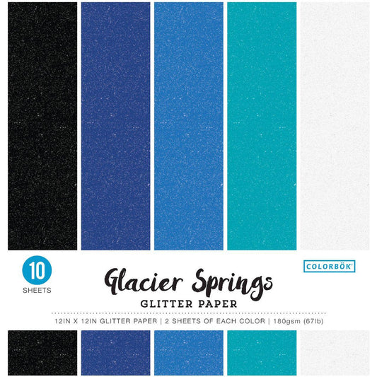 PAPER PAD CARDSTOCK GLITTER SPRING 12X12 10 SHEETS
