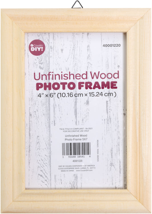 CousinDIY Unfinished Wood Photo Frame 4x6