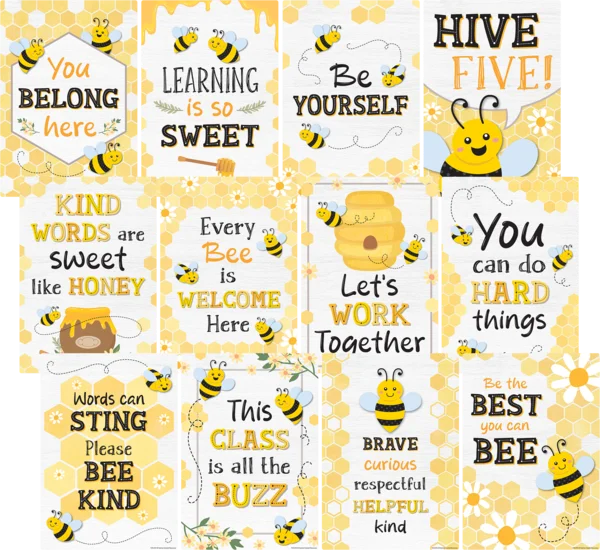 BUZZING BEES POSITIVE SAYINGS SMALL POSTER PACK