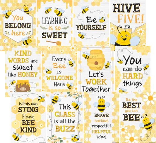 BUZZING BEES POSITIVE SAYINGS SMALL POSTER PACK