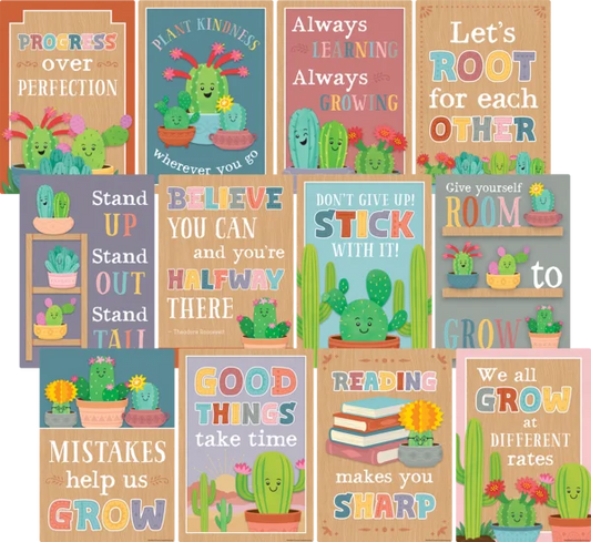 HAPPY CACTUS CREW POSITIVE SAYINGS SMALL POSTER PA