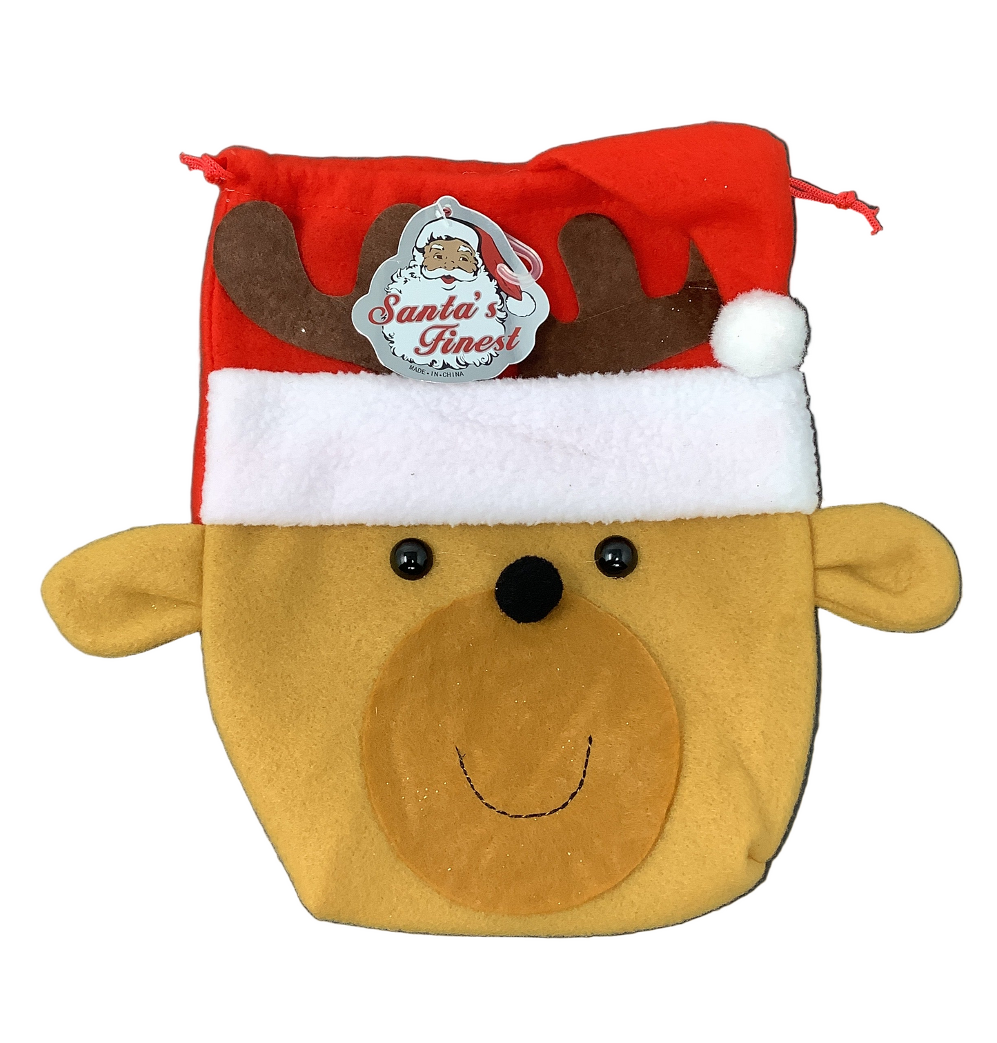 CHRISTMAS BAG W/ POM-POMS 3CHARS