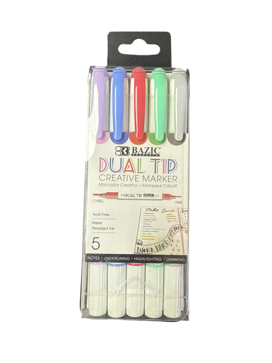 DUAL TIP CREATIVE MARKERS ASST. PQT. 5