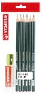 Set de 6 lápices dibujo Stabilo 6 grados, borra y sacapuntas