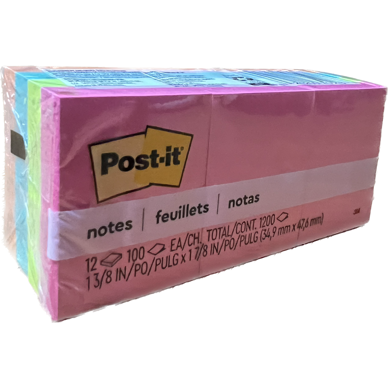 POST IT NOTE 1-1/2 X 2 NEON PQT.12