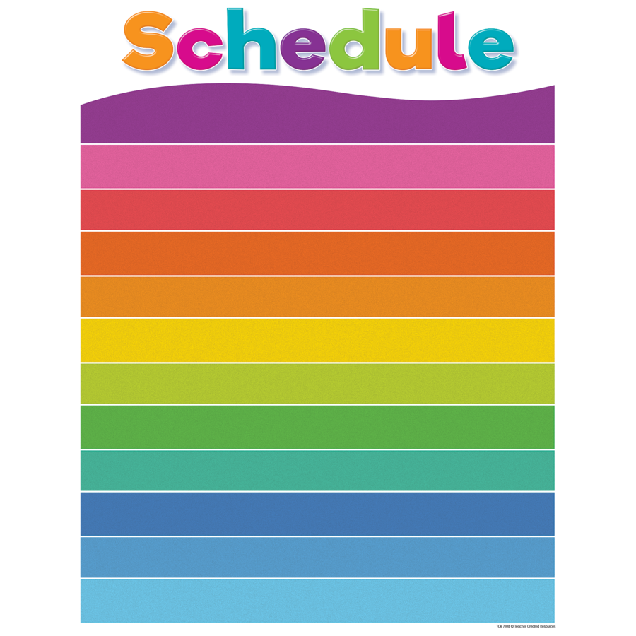 COLORFUL SCHEDULE WRITE-ON/WIPE OFF CHART