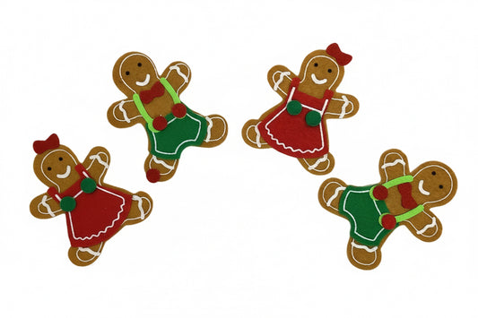 Christmas Felt Stickers Gingerbread 4 PCS