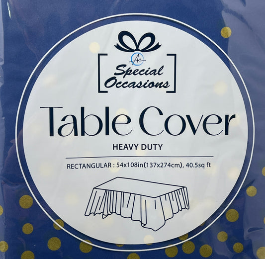 Rectangle Table Cover Royal Blue with Gold Dots