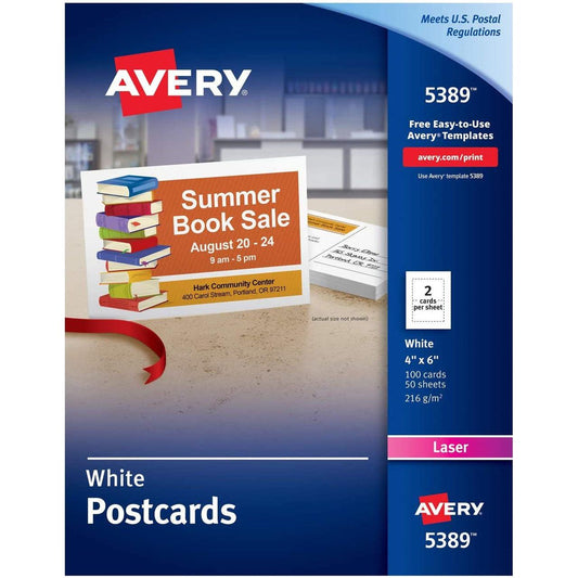 AV POST CARDS WHITE LASER 4 X 6