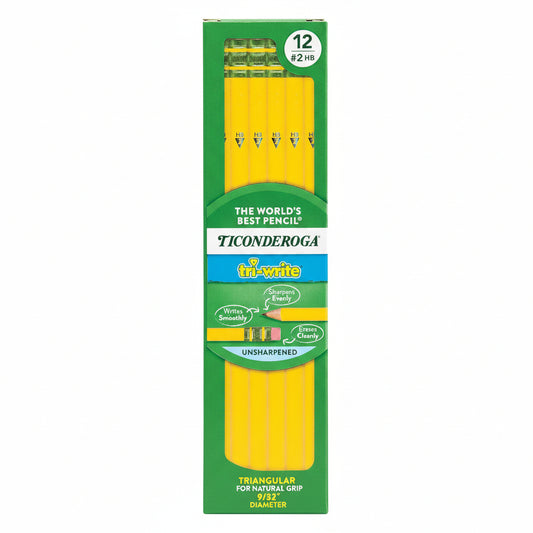 Ticonderoga Tri-Write Triangular Standard Size Pencils #2 Soft Cj. 12
