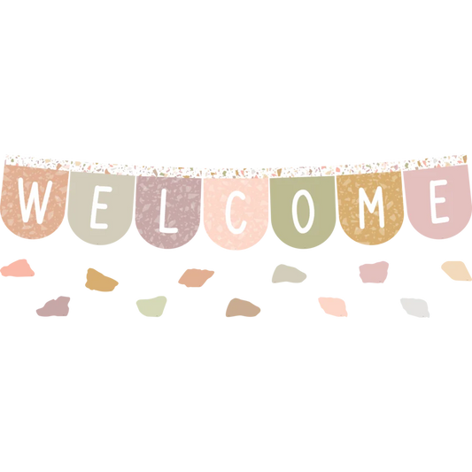 TERRAZZO TONES WELCOME BUNTING BULLETIN BOARD 58PC