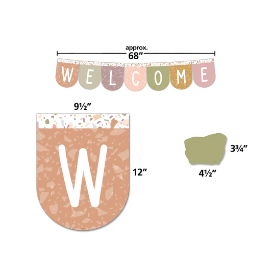TERRAZZO TONES WELCOME BUNTING BULLETIN BOARD 58PC
