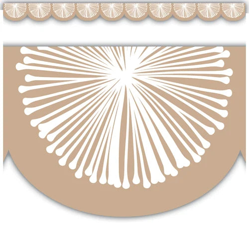 NATURAL POMS SCALLOPED DIE-CUT BORDER TRIM
